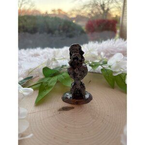 Vntage Pewter Poodle Dog Figurine Mini Tiny Collectors Statue Silver